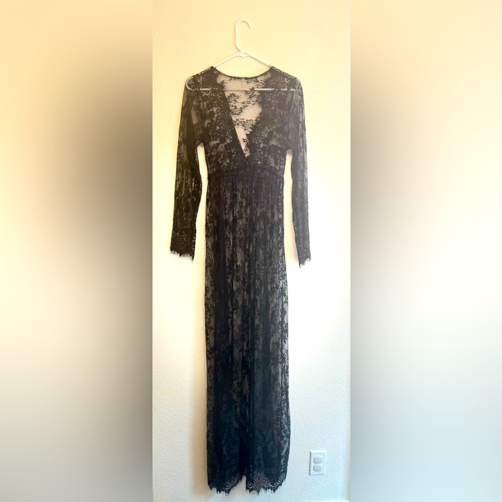 Beautiful COSYOU Black Sexy Lace Maternity Dress size Medium